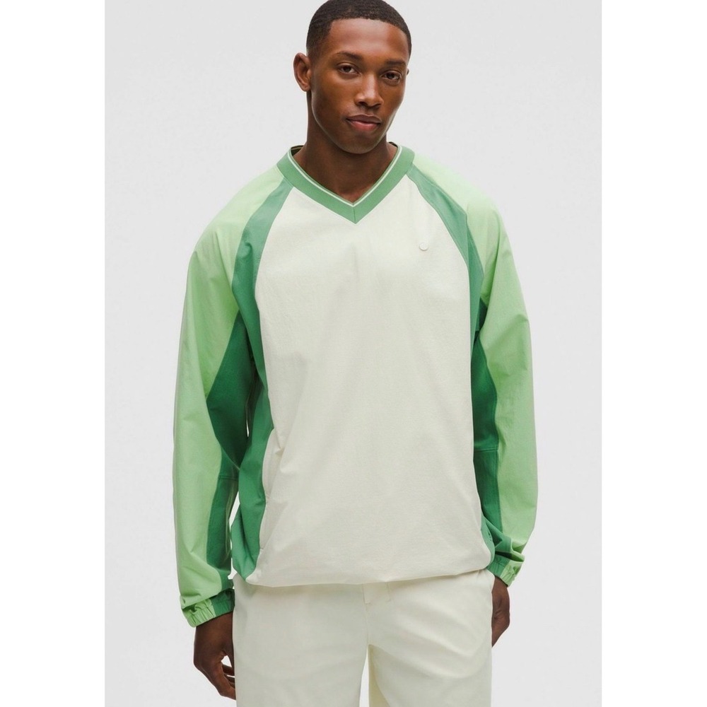 lululemon Water-Repellent Golf V-Neck Pullover Men's S NWT Light Ivory Green
